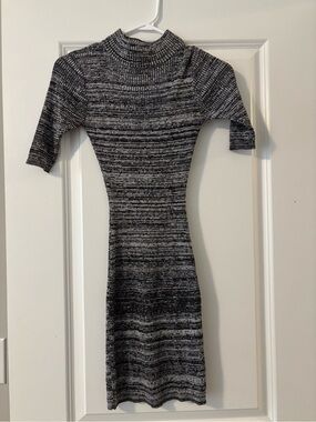Say What? Black and Gray Ribbed Midi Dress